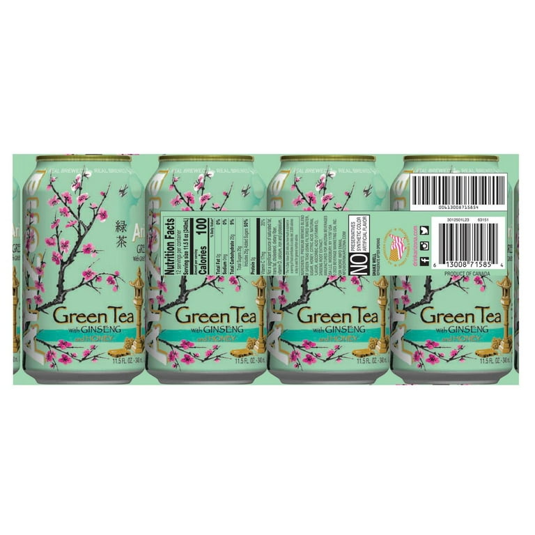 AriZona Green Tea with Ginseng and Honey 11.5 Fl Oz Cans 12
