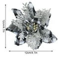 thumbnail image 4 of Festive Wreath & Tree Decorations Silver Glitter Poinsettia Flowers for Christmas, 4 of 8