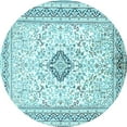 thumbnail image 1 of Ahgly Company Indoor Round Medallion Light Blue Traditional Area Rugs, 8' Round, 1 of 4