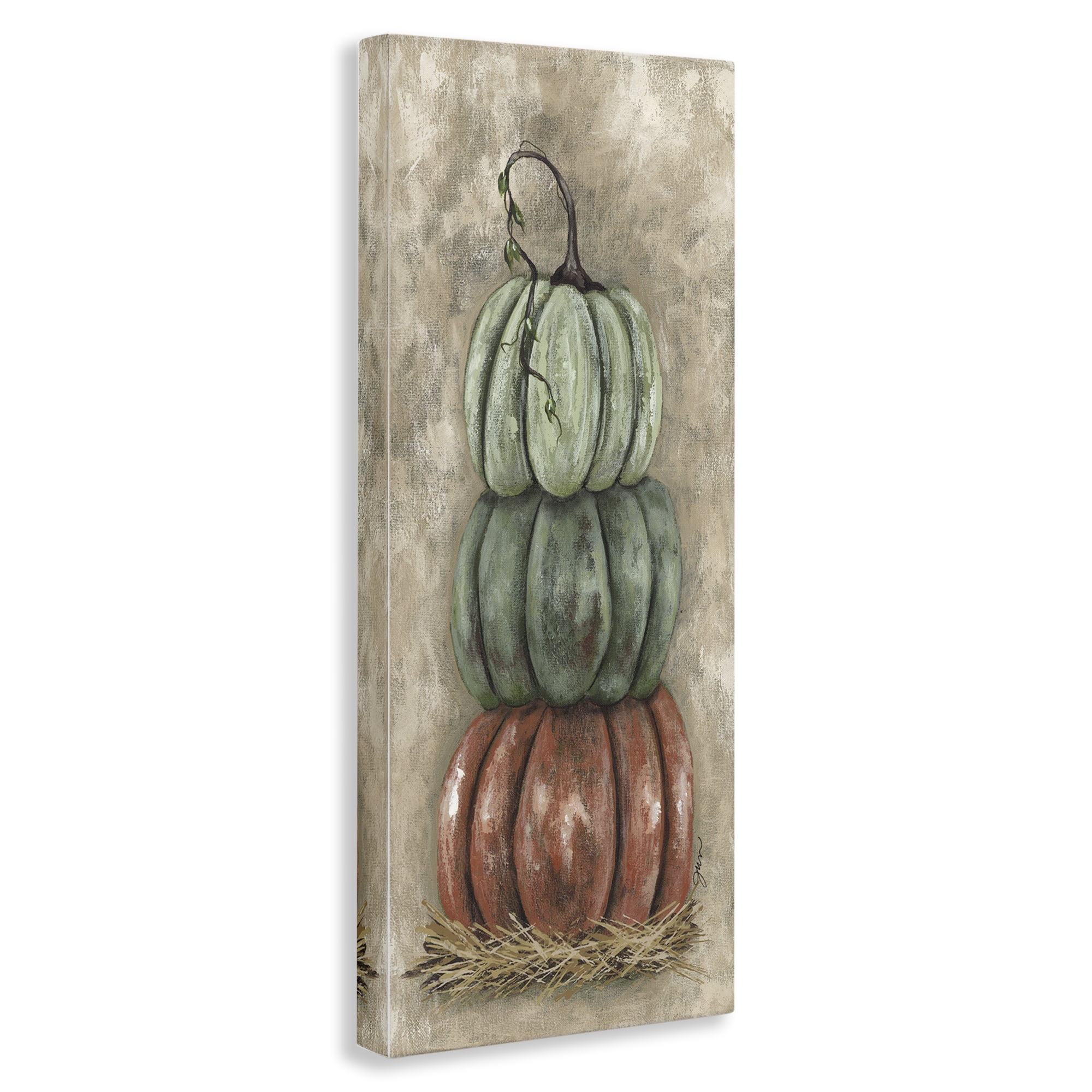 Stupell Industries Stacked Rustic Pumpkins Botanical & Floral Painting Gallery Wrapped Canvas Art Print Wall Art, 20 x 48