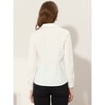 thumbnail image 3 of Unique Bargains Chemisier à Manches Longues Col en V pour Femmes Bureau Blanc L, 3 of 4