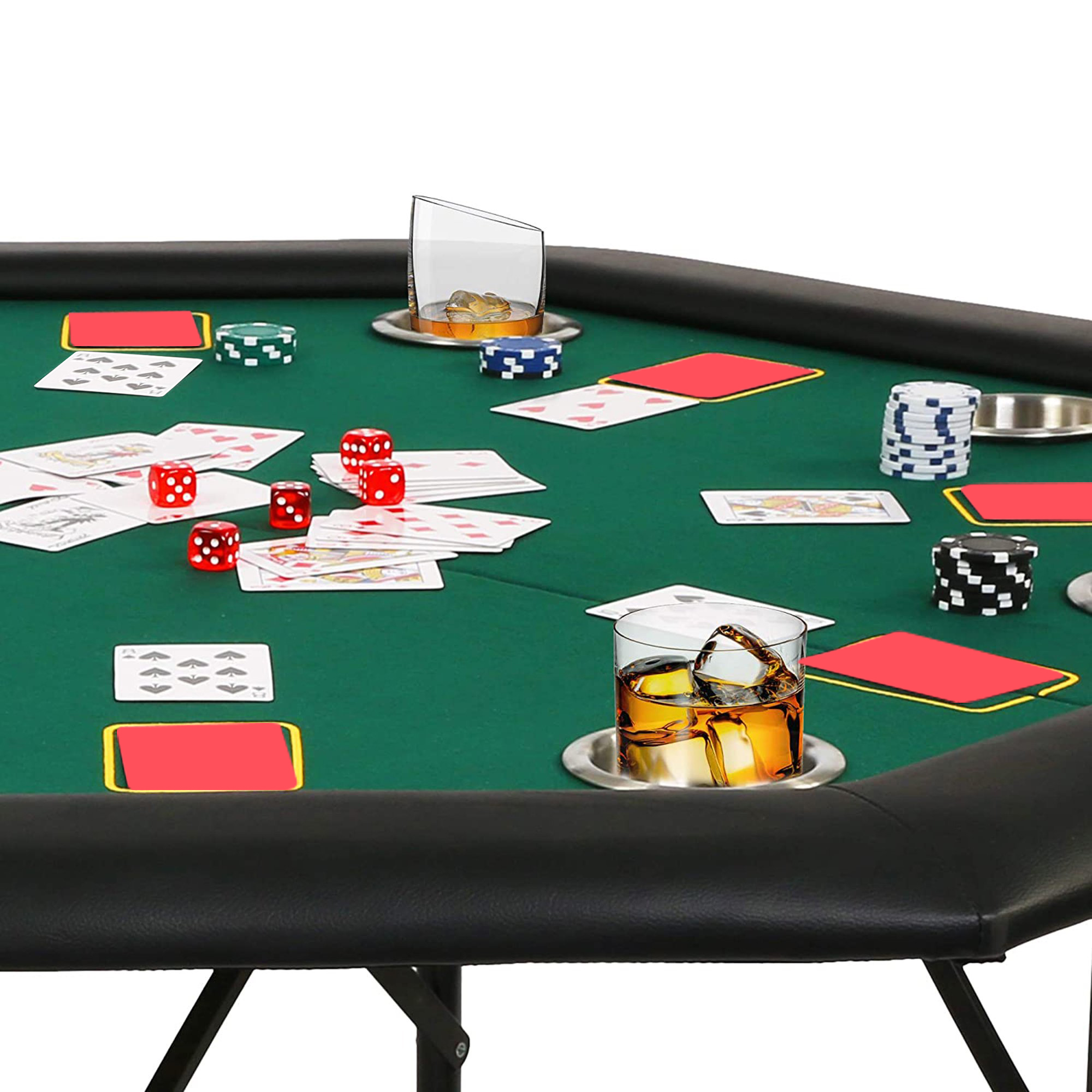 Karmas Product Folding Casino Poker Table with Cup & Foldable Leg for 8 Player, Octagon Texas Hold'em Poker Mat for Blackjack, Club, Family Games - image 5 of 8