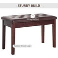 thumbnail image 3 of Favory Piano Bench, Duet Piano Chair with Faux Leather Padded Cushion and Wooden Frame, Button Tufted Keyboard Bench, Brown, 3 of 9