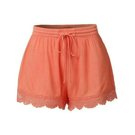 

UKAP S-5XL Casual Lounge Shorts for Women Comfy Drawstring Casual Elastic Waist Pajama Bottoms Shorts Orange M=SU 6-8