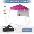 thumbnail image 3 of Wubio  6x6 ft Pop Up Canopy Tent, Outdoor Small Canopy Tent with Backpack, Patio Pop Up Gazebo Slant Leg Canopy with 1 Sidewall, Portable Easy Up Canopy (Pink), 3 of 16
