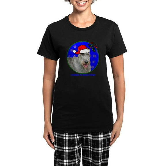 CafePress - Irishwolfhoundxmas Shirt Women's Dark Pajamas - Women's Short Sleeve Print T-Shirt and Pants Dark Cotton Pajama Set