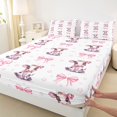 thumbnail image 4 of Manfei Cartoon Milk Cow Bed Sheets,Pink Dreamy Bowknot Full Size Sheets,4pcs,1 Flat Sheet,1 Fitted Sheet and 2 Pillowcases, 4 of 6