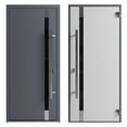 thumbnail image 4 of Front Exterior Prehung Steel Door / Ronex 1011 Grey / Side Exterior Window Sidelite / Stainless Inserts Entry Metal Modern Painted W36+14" x H80" Right hand Inswing, 4 of 5