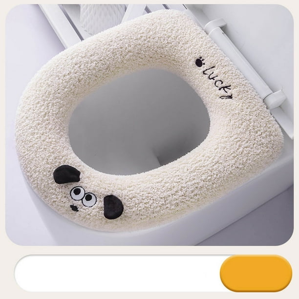 Asiento de inodoro para decoración del hogar, grueso y con asa, para invierno, lavable, de punto, para baño