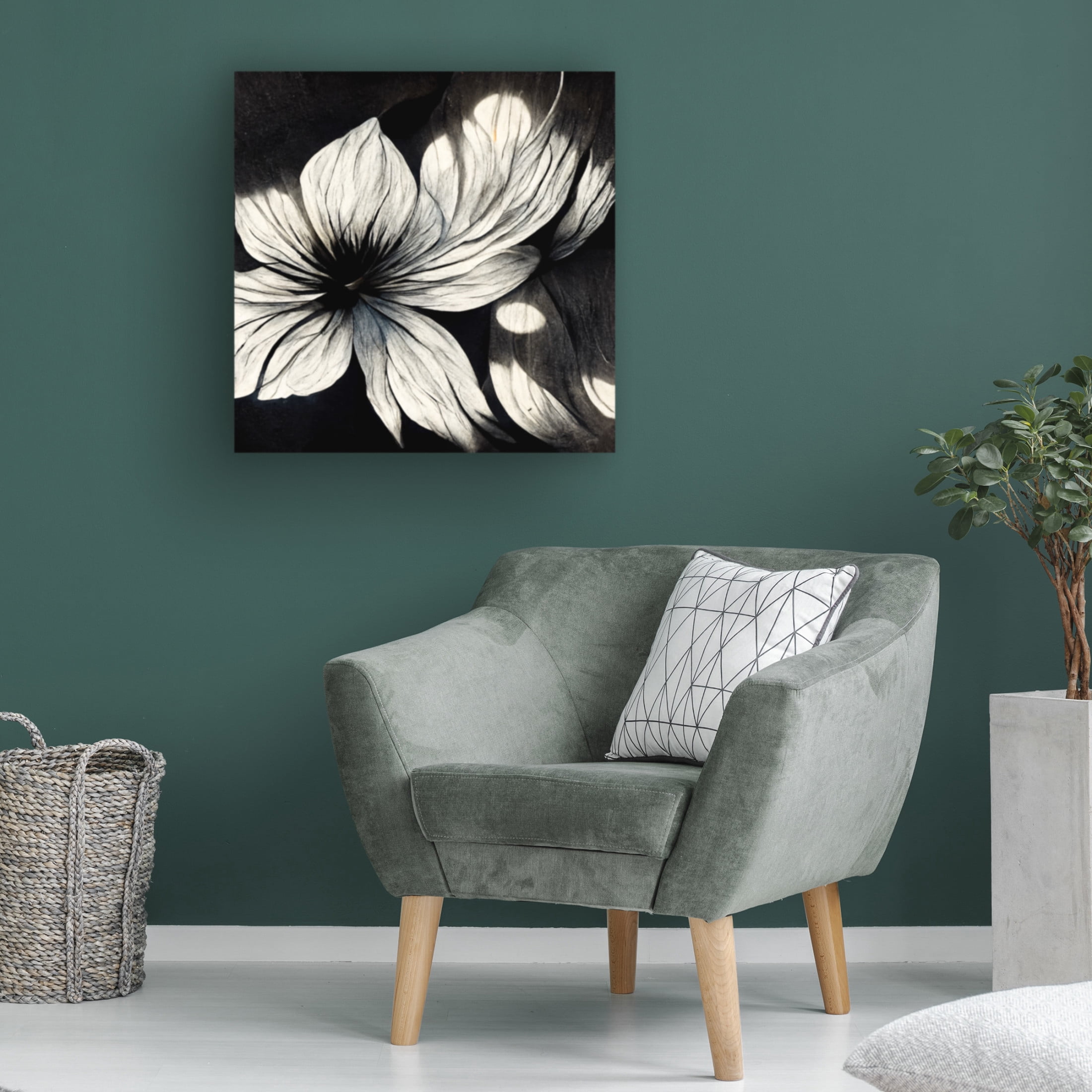 Canvas Wall Art - Ray Heere 'Flowers Black White 1' Wall Art for Living Room, Bedroom, or Office Décor by Trademark Fine Art - 35 x 35 Inches