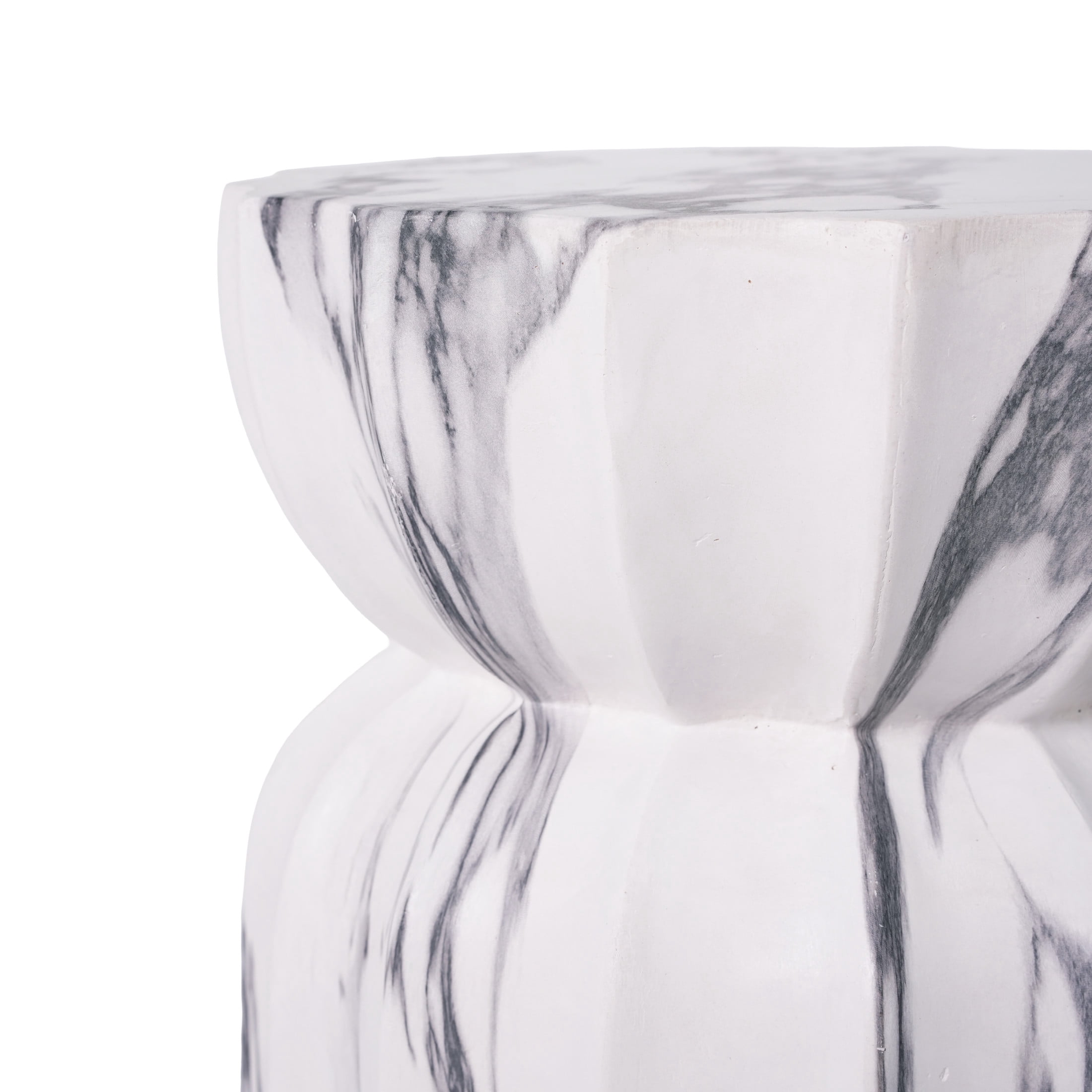Christopher Knight Home 18.9" Lightweight Concrete Fluted Hourglass Accent Side Table, Marble