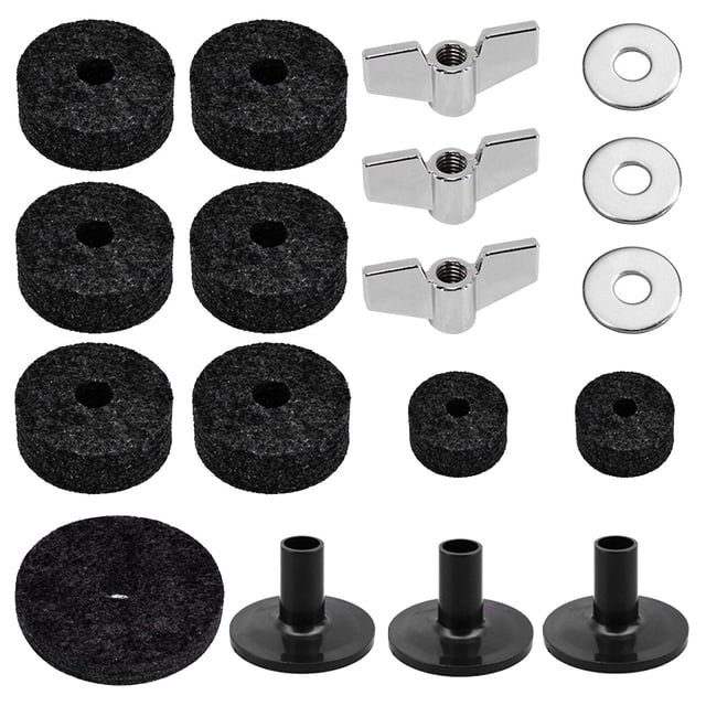 18 Pcs/Ensemble Coussinets en Feutre Cymbale Anti-Rayures Améliorent le Son Support Compact Cymbale Feutres Tambours Rondelles Manchons Ensemble Accessoires de Remplacement