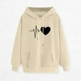 thumbnail image 2 of Ecqkame Womens Hoodie Fashion Loose Casual Long Sleeve Printed Hooded Pocket Sweatshirt Tops for Women Hoodies for Women Khaki L, 2 of 3