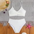 thumbnail image 4 of Girls Swimsuits Two Piece Bathing Suits Sport Beach Bikini Sets Summer Swimwear (White 13-14 Years), 4 of 8