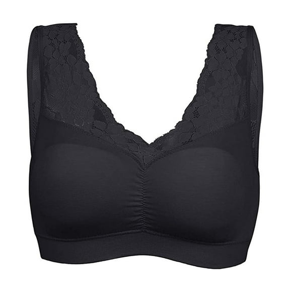 Bigersell Women Bra Sale Push up Bras for Women Soft Bra Style R4082 V-Neck Back-Smoothing Bras Pull-On Bra Closure Women's Plus Size Wireless Push up Bras Black M
