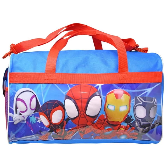 Spidey & Friends 600D Polyester Duffle Bag with printed PVC Side Panels, - Perfect for Preschool & Elementary Boys & Girls
