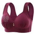 thumbnail image 4 of Womens Bras Front Closure Wireless Push Up Bra With Fixed Cup Queen Size Zero-Irritation Full Support Bra Red 48, 4 of 7