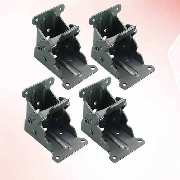 NIYANGLE 4Pcs Black Self-Locking Support Frame Folding Hinge Brackets for Home Furniture Legs with Spring Lock