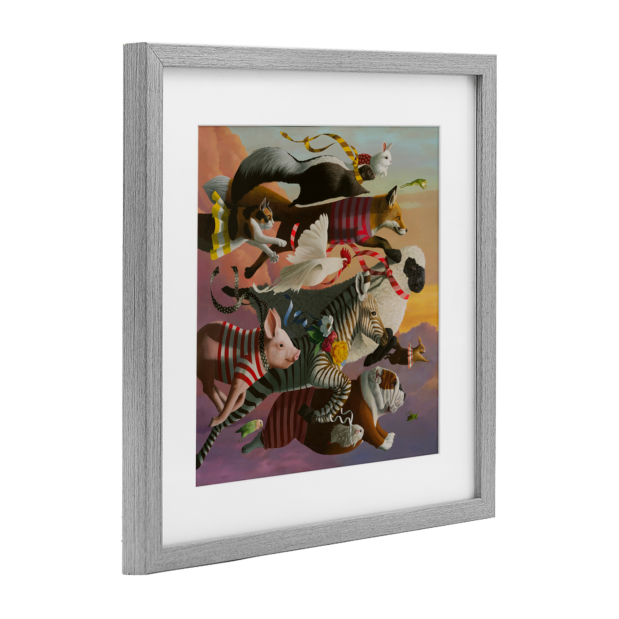 Thick As Thieves Animals Gray Framed Print Under Glass, design by Heather Gauthier