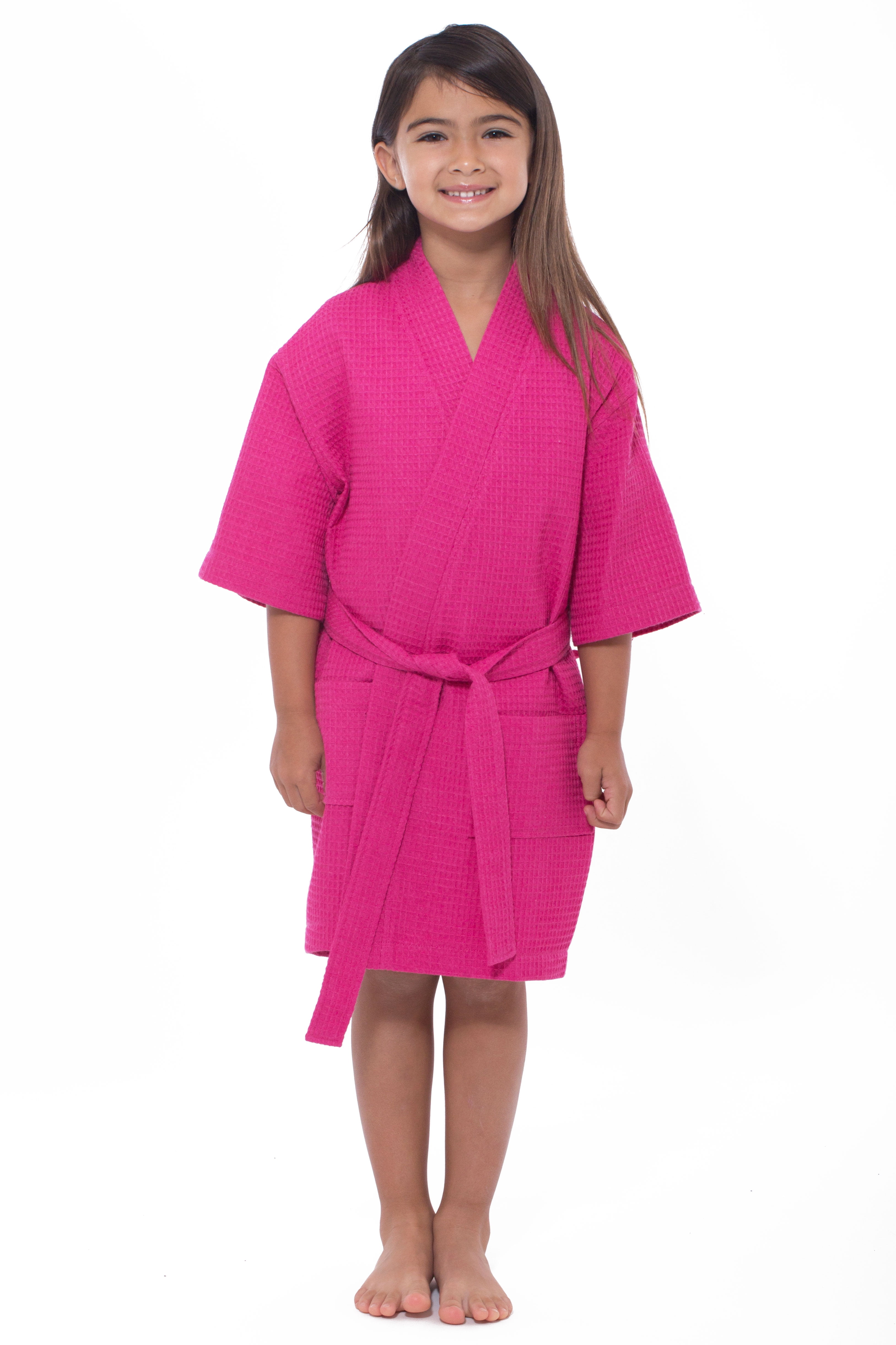 Turquaz Linen Kids Spa Party, Flower Girl Waffle Kimono Robe