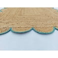 thumbnail image 4 of 6x7 Ft Sky Blue Border Premium Scalloped Jute Rug – Handcrafted Natural Braided Carpet for Living Room, Bedroom, Entryway – Boho Home Decor, 4 of 5