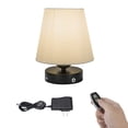 thumbnail image 1 of FSLiving Rechargeable Baterry Operated Bedside Table Lamp with Remote Control Retro Design Desk Light Black Metal White Cloth Shade Nightlight for Dorm Home Reading Bedroom Nightstand - 1 Pack, 1 of 6