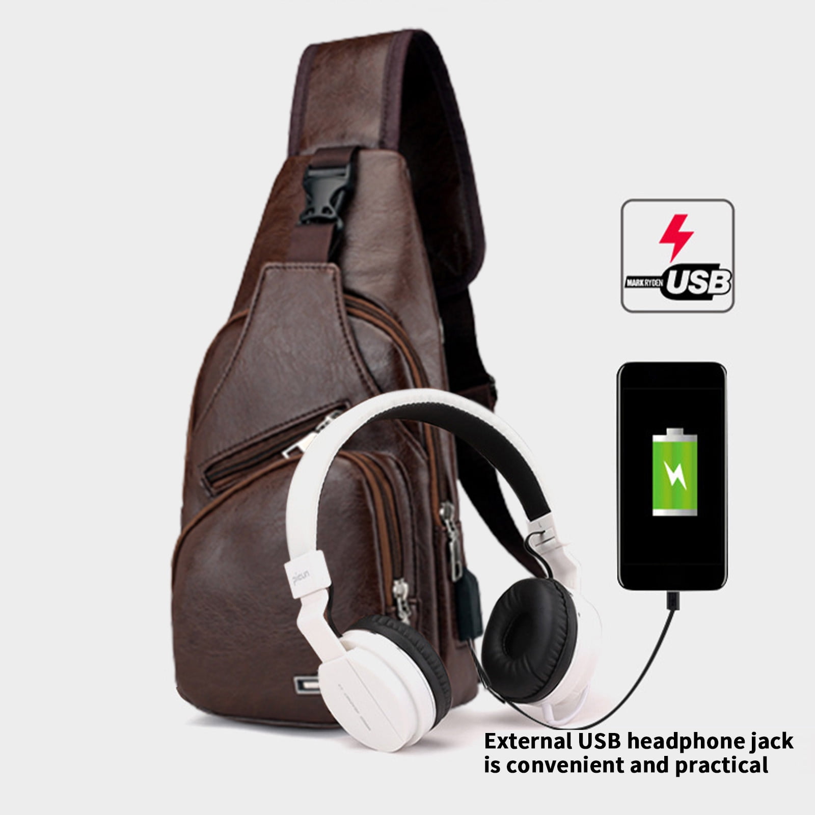 Sac à Bandoulière étanche – Réglable, Plusieurs Compartiments, En PU, 27,5 X 15,5 Cm, Pour Homme Et Femme