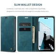 thumbnail image 2 of KONEE Phone Case Compatible with iPhone 14 Pro Max , Leather Case PU Leather Flip Phone Case with [Card Slot] [Stand Function], Foldable Phone Case for iPhone 14 Pro Max Case, Blue-Green, 2 of 15
