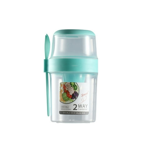 

Dressing Holder With Fork Picnic Fruit Double Layer Portable Salad Shaker Cup