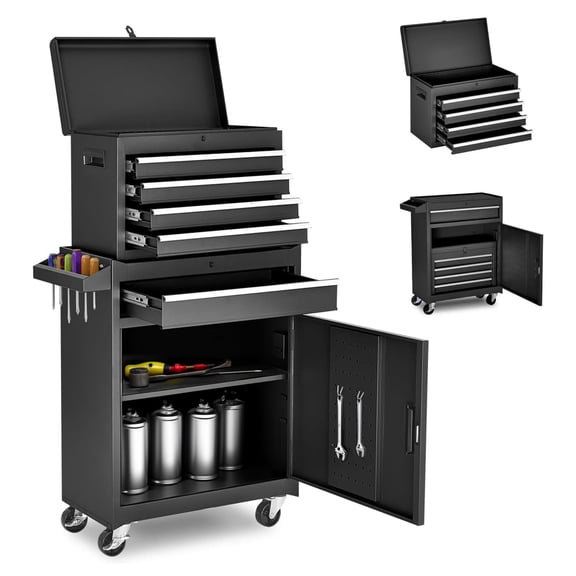 Rolling Tool Chest with 4 Drawers, Cold-Rolled Steel Construction, Anti-Rust Coating, 4 Universal Wheels, Detachable Top Box for Garage Workshop Storage