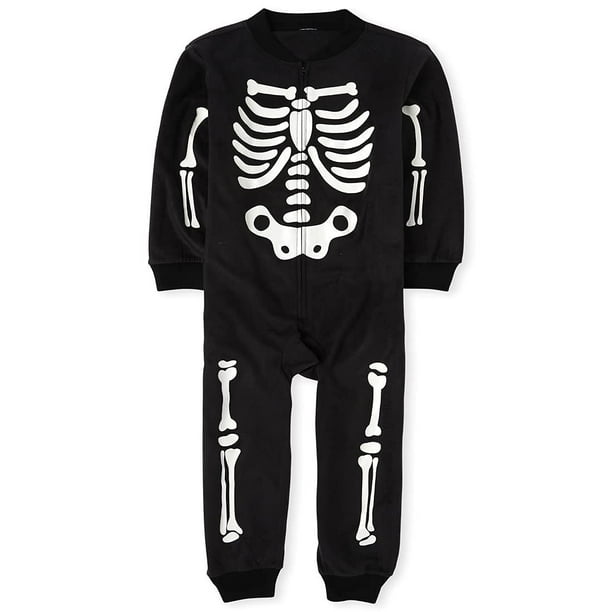The Children s Place Kids Halloween Fleece One Piece Zip Up Pajamas Glow Skeleton X Large Other