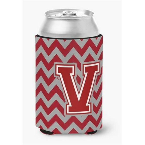 Letter V Chevron Maroon & White Can or Bottle Hugger, 0.25 x 4 x 5.5 in.