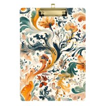 FORMRS Acrylic Clipboard with Low Profile Clip Standard A4 Letter Size, 12.5" x 9", Whimsical Leaves