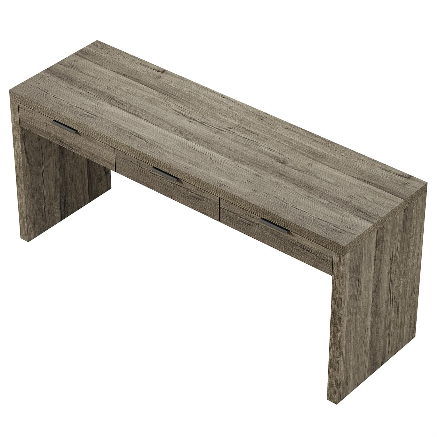 Demi Bonn 62" Modern Gray Wooden Desk, Large Office Writing Table for Living Room, Home Office Furniture, Space-Saving, Gray