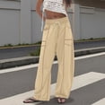 thumbnail image 6 of Lumtrix Womens Baggy Barrel Pants Wide Leg Lounge Drawstring Sweatpants with Pockets Elastic High Waist Trouser Khaki S, 6 of 8