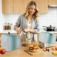 thumbnail image 4 of Turquoise Grey Ombre Toaster Cover 2 Slice, Modern Abstract Art Gradient Dustproof Bakeware Oven Protector with Top Hook, Waterproof Small Kitchen Appliance Toasters Dust Cover, 12"x7.5"x8", 4 of 5