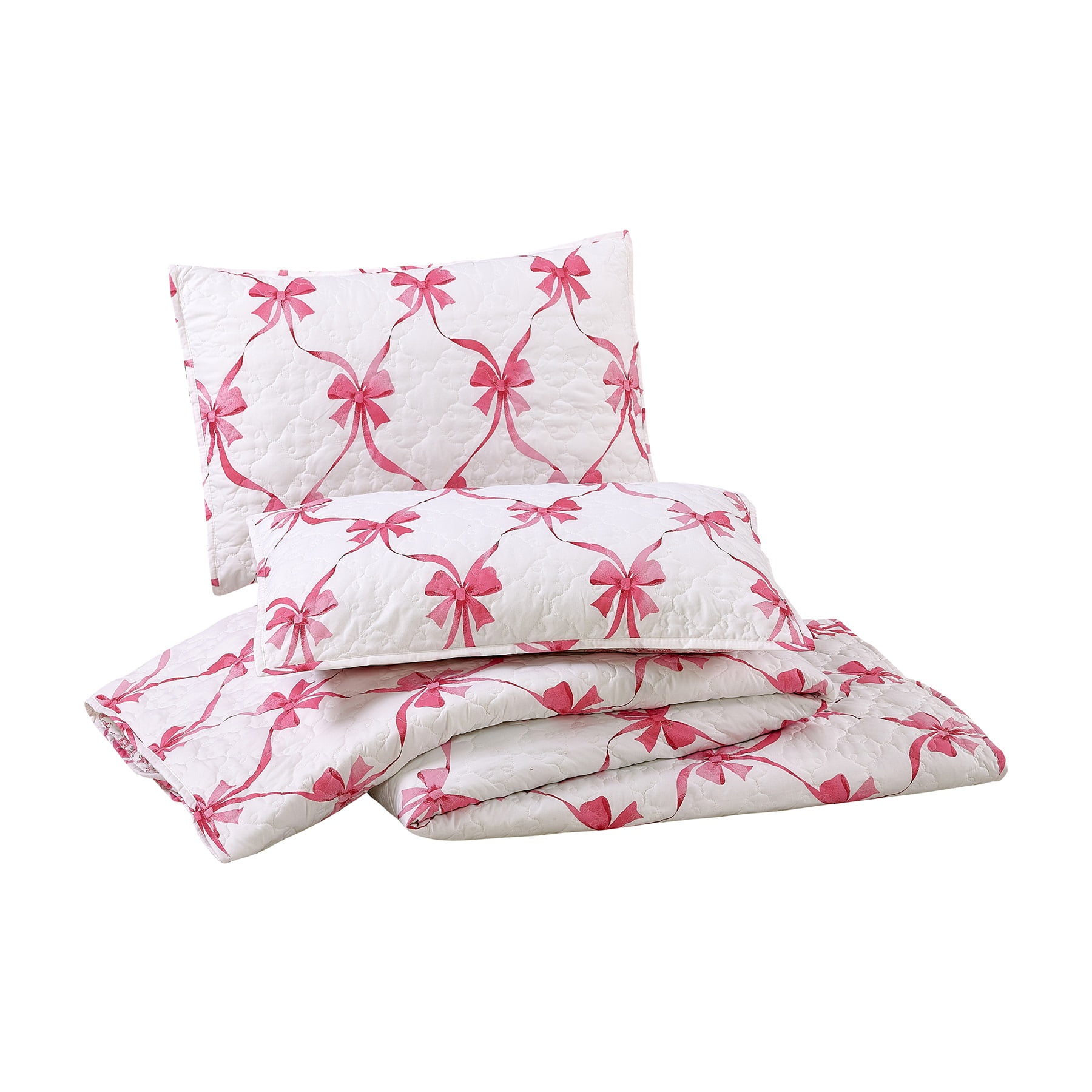 Modern Heirloom Abigail Bow Pink 2-Piece Quilt Set, Twin, All Ages