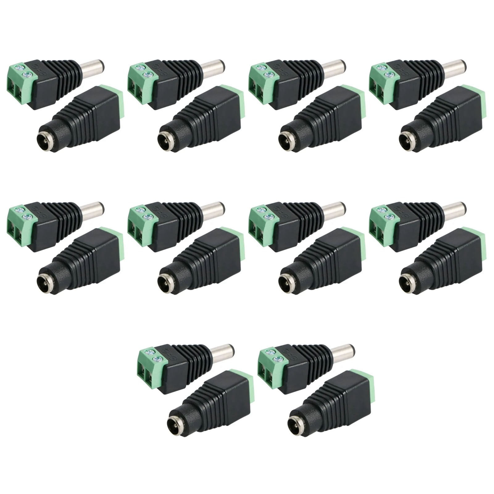 DC Power Jack Plug Adapter Connector, 12V DC Power Connector 10 Pairs