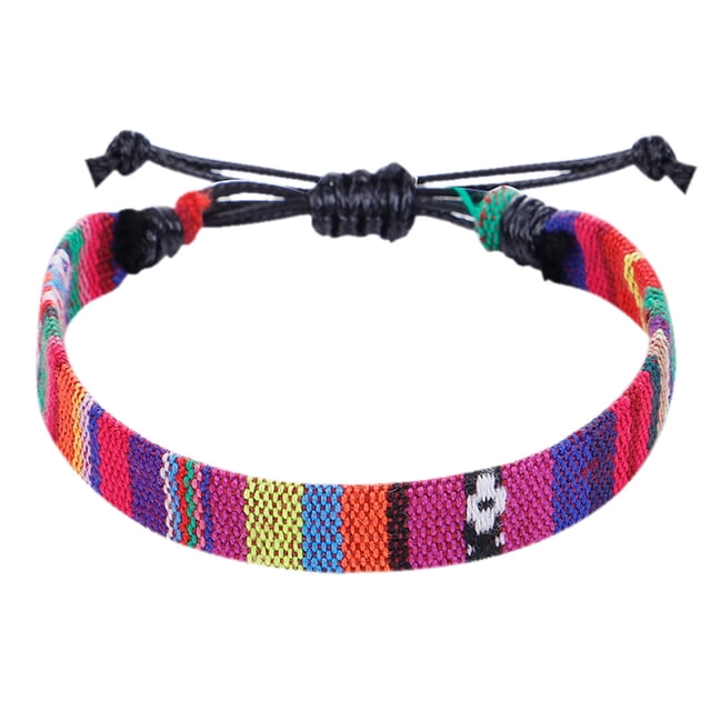Color Rope Woven Bohemia Adjustable Boho Surfer for Men Women Thin String Rope Handmade Beach Colorful