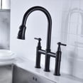 thumbnail image 7 of Cfowner Bridge Kitchen Faucet with Pull-Down Sprayhead, Commercial Faucet with Water Line, Matte Black, 7 of 7
