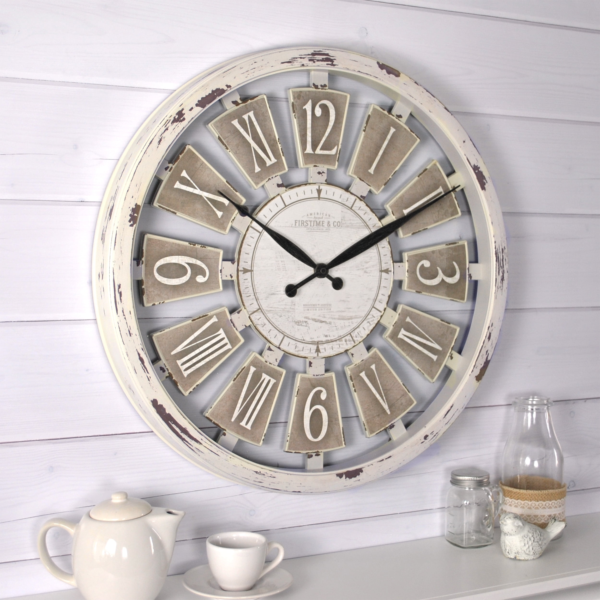 FirsTime & Co.® Antique Farmhouse Plaques Wall Clock, American Crafted