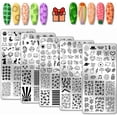 thumbnail image 1 of 5 placas de estampado de uñas con dibujos animados: plantillas para uñas con animales adorables, flores, insectos y frutas. Placas de acero inoxidable con imágenes para uñas., 1 of 7