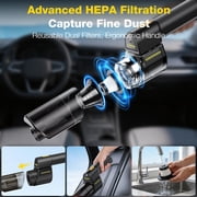 AVAPOW Car Vacuum Cordless, 2-in-1 Handheld Vacuum & Air Duster with LED Light and Multi-Nozzles, Powerful Suction Portable Mini Vacuum Cleaner for Car, Home, Office, Keyboard, Pet