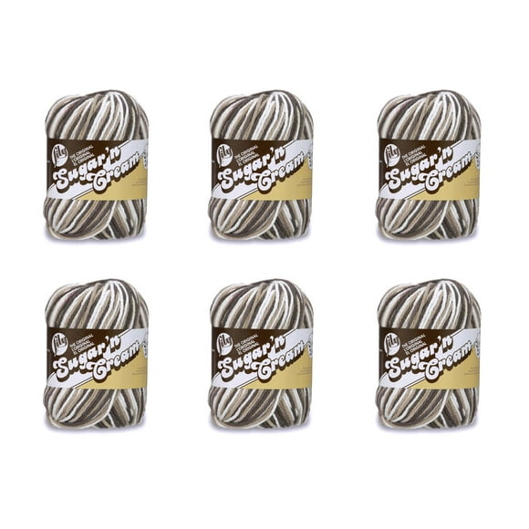 Lily Sugar'N Cream Super Size Chocolate Yarn - 6 Pack of 85g/3oz - Cotton - 4 Medium (Worsted) - 150 Yards - Knitting/Crochet