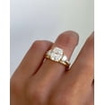 thumbnail image 4 of vylahjewellery 18K Yellow Gold Anniversary Ring for Her Three Stone Diamond Wedding Ring Unique Bridal Ring Set Matching/Stacking Band Cushion Cut Moissanite Engagement Ring, 4 of 6
