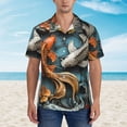 thumbnail image 2 of Haiem Colorful Koi Fish Art Printed Hawaiian Shirt for Men - Men’s Casual Beach Summer Shirts - Stretch Fabric with Modern Fit-Medium, 2 of 7