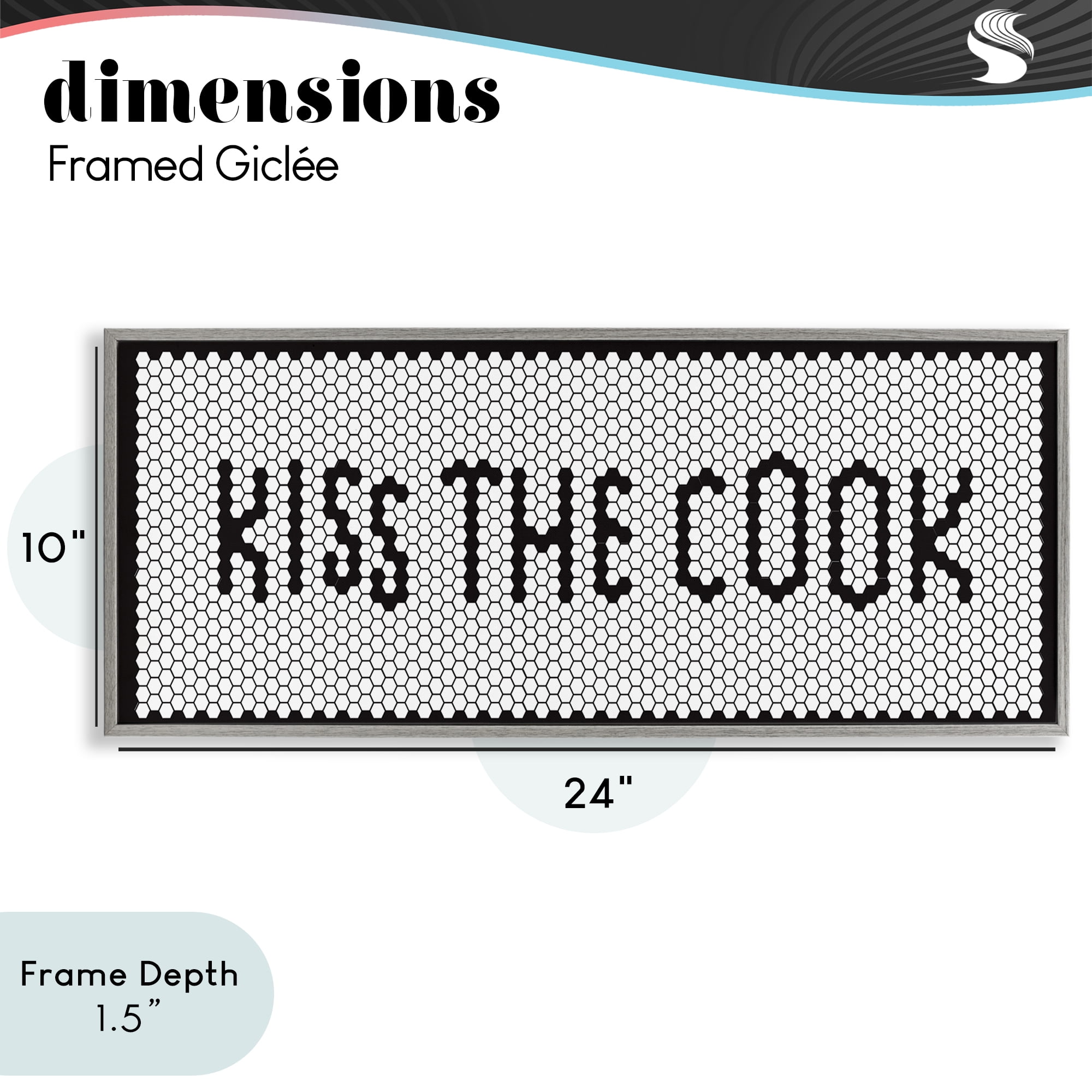 Stupell Industries Retro Kiss The Cook Gray Framed Giclee Art, design by Elizabeth Medley