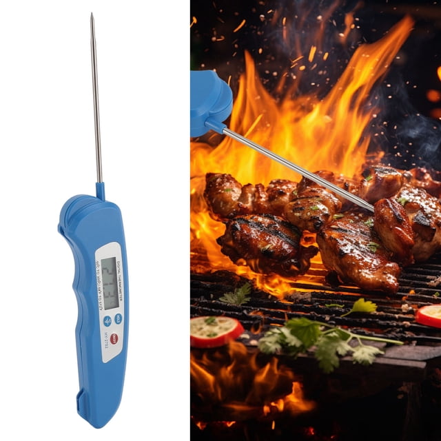 Foldable Long Probe Digital Thermometer Fast Read Food Thermometer, Candy Making, Outside Grill for Grilling Kitchen Cooking Outdoor