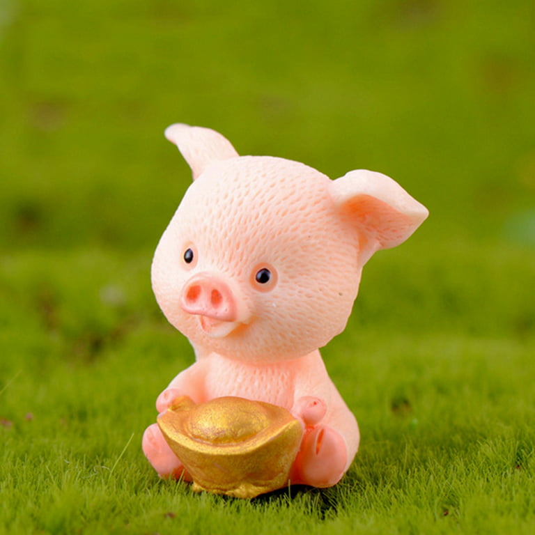 Cute Resin Money Lucky Pig Figurine Statue DIY Miniature Garden Table  Ornament 