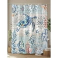 thumbnail image 4 of Blue Coastal Ocean Shower Curtain, Turtle Sealifes Bathroom Decor Curtains Set with Hooks, L Waterproof Fabric Home Accessories， 72 X 72 Inch Long, 4 of 6